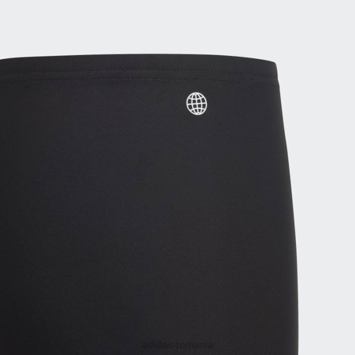 Adidas boxeri negri de înot cu logo cu 3 bare copii alb negru 2JBN18509