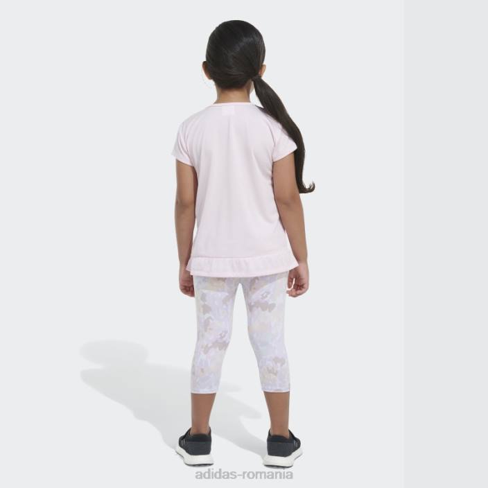 Adidas Tricou roz mélange și set capri cu imprimeu peste tot copii roz 2JBN12082