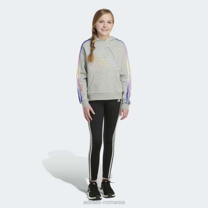 Adidas hanorac pulover din lână gri mediu multicolor cu 3 dungi copii gri mediu 2JBN12178