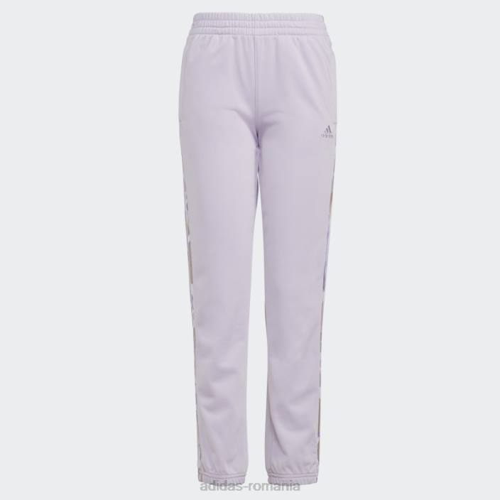 Adidas imprimeu pantaloni de jogging din tricot cu 3 dungi tentă violet copii tentă violet 2JBN12109
