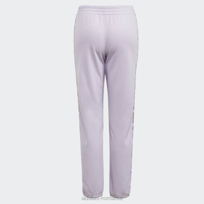 Adidas imprimeu pantaloni de jogging din tricot cu 3 dungi tentă violet copii tentă violet 2JBN12109
