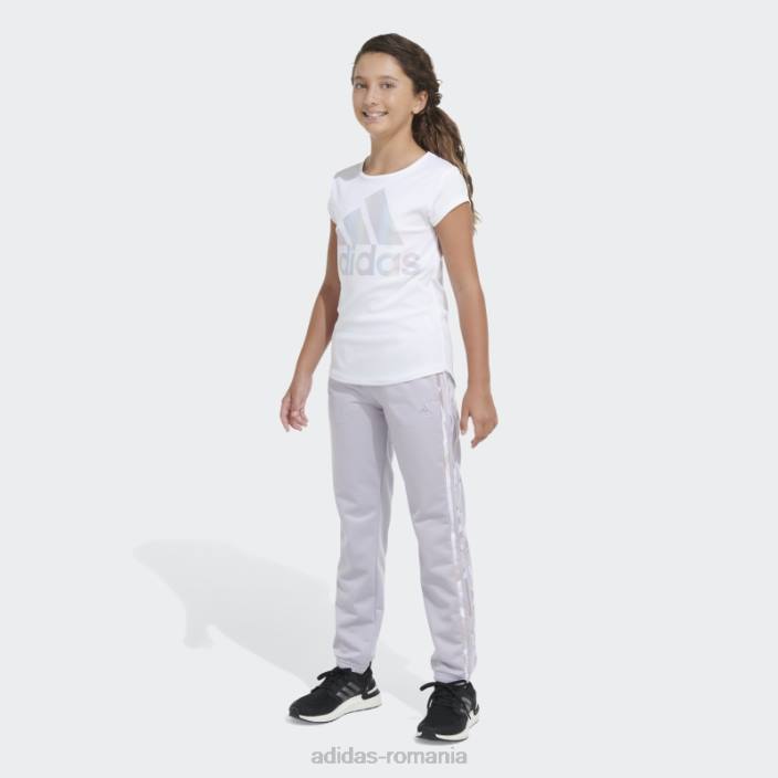 Adidas imprimeu pantaloni de jogging din tricot cu 3 dungi tentă violet copii tentă violet 2JBN12109