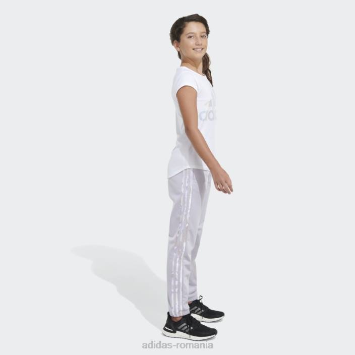Adidas imprimeu pantaloni de jogging din tricot cu 3 dungi tentă violet copii tentă violet 2JBN12109
