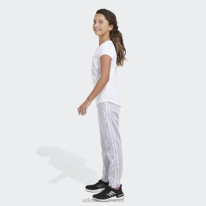 Adidas imprimeu pantaloni de jogging din tricot cu 3 dungi tentă violet copii tentă violet 2JBN12109