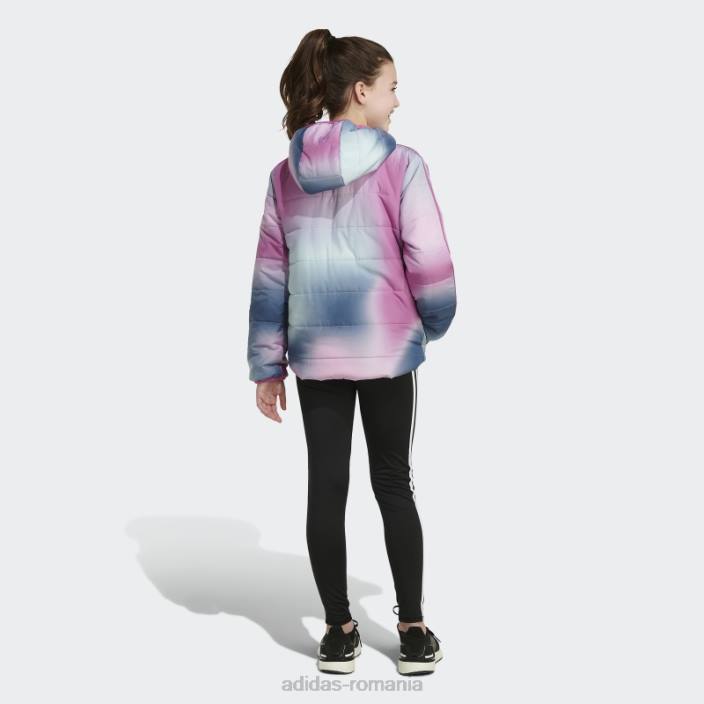 Adidas jachetă pufă cu imprimeu clasic liliac copii liliac 2JBN12050
