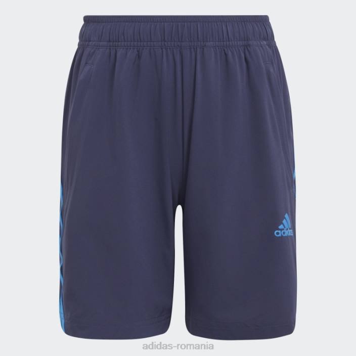 Adidas pantaloni scurți țesuți cu 3 dungi aeroready bleumarin primegreen copii papură bleumarin/albastru 2JBN12046