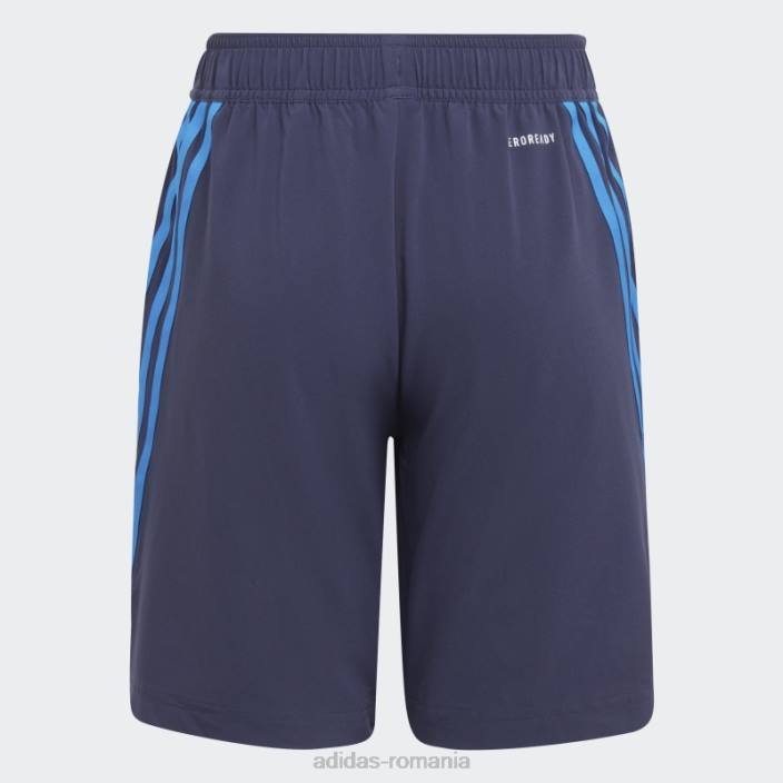 Adidas pantaloni scurți țesuți cu 3 dungi aeroready bleumarin primegreen copii papură bleumarin/albastru 2JBN12046