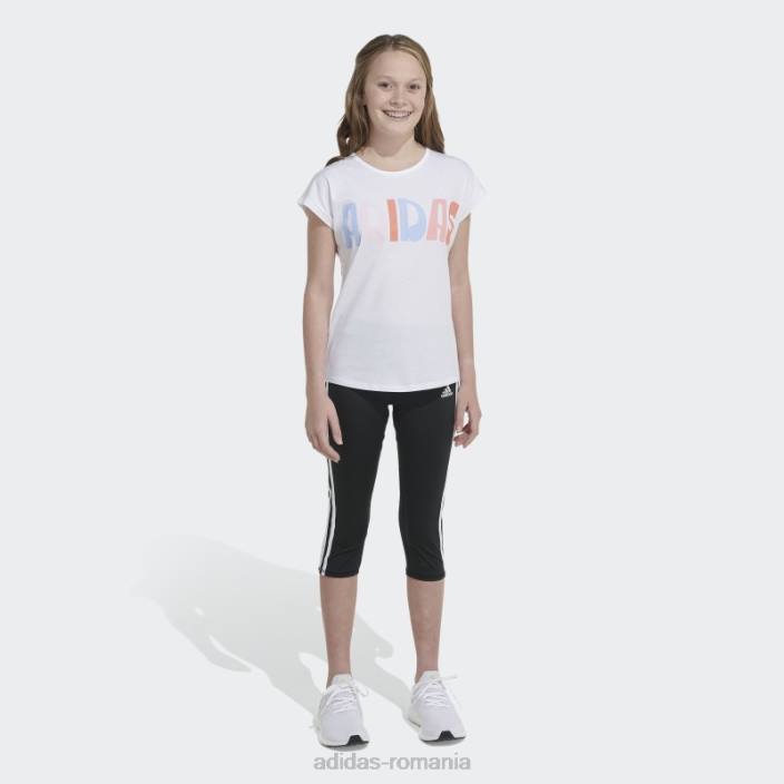 Adidas tricou cu mânecă albă copii alb 2JBN12122