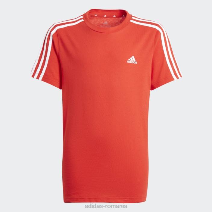 Adidas essentials tricou cu 3 dungi roșu de modă copii rosu alb 2JBN3806