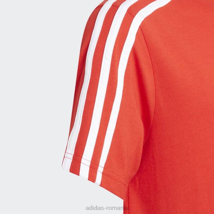 Adidas essentials tricou cu 3 dungi roșu de modă copii rosu alb 2JBN3806
