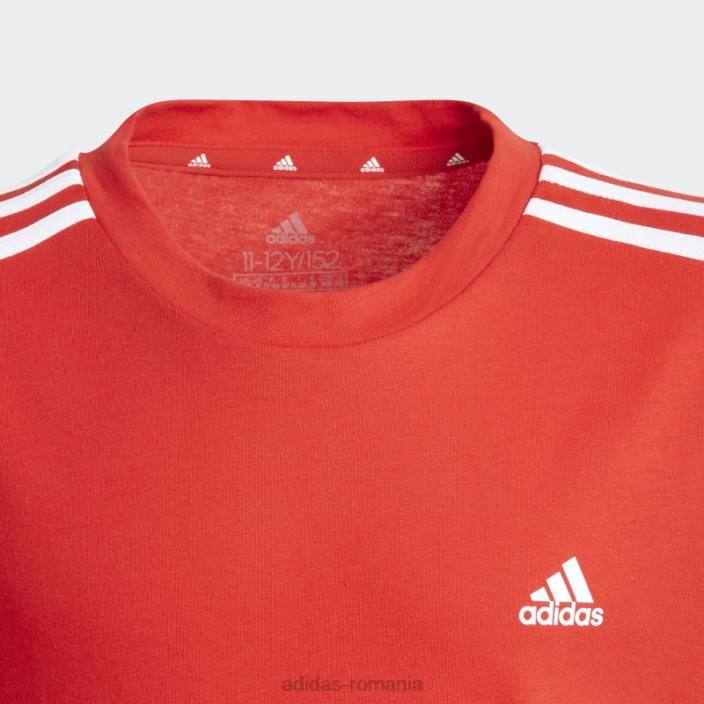 Adidas essentials tricou cu 3 dungi roșu de modă copii rosu alb 2JBN3806