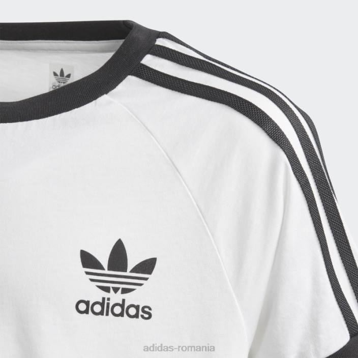 Adidas Tricou alb cu 3 dungi copii alb negru 2JBN12008