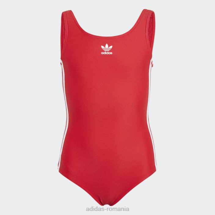 Adidas costum de baie scarlet originals adicolor cu 3 dungi copii stacojiu/alb 2JBN19211