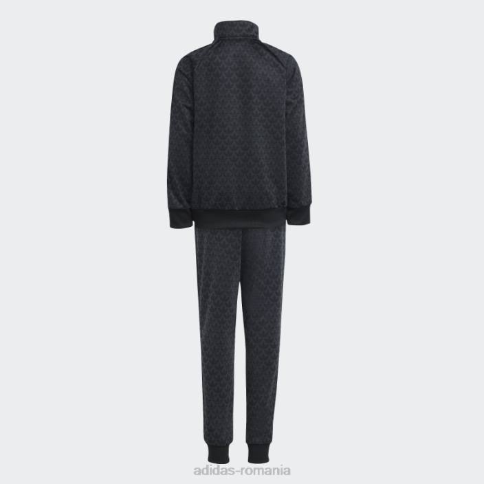 Adidas costum de sport cu imprimeu monogram carbon copii carbon/negru 2JBN11876