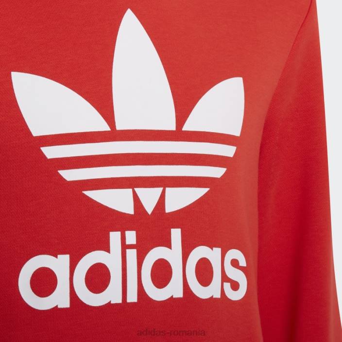 Adidas hanoraș alb trefoil fashion copii rosu alb 2JBN18853
