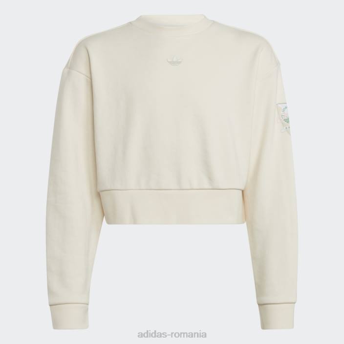 Adidas hanorac crop crew cu imprimeu grafic alb copii alb 2JBN12079
