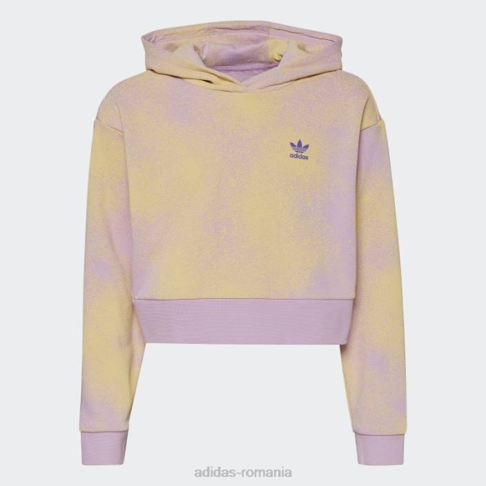Adidas hanorac crop cu imprimeu grafic liliac copii liliac/galben 2JBN12167
