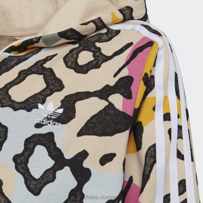 Adidas hanorac cu fermoar alungit cu imprimeu animal nisip adidas copii nisip/multicolor/alb 2JBN18636