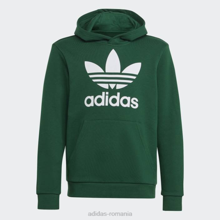 Adidas hanorac cu trefoil verde închis copii verde inchis 2JBN11627