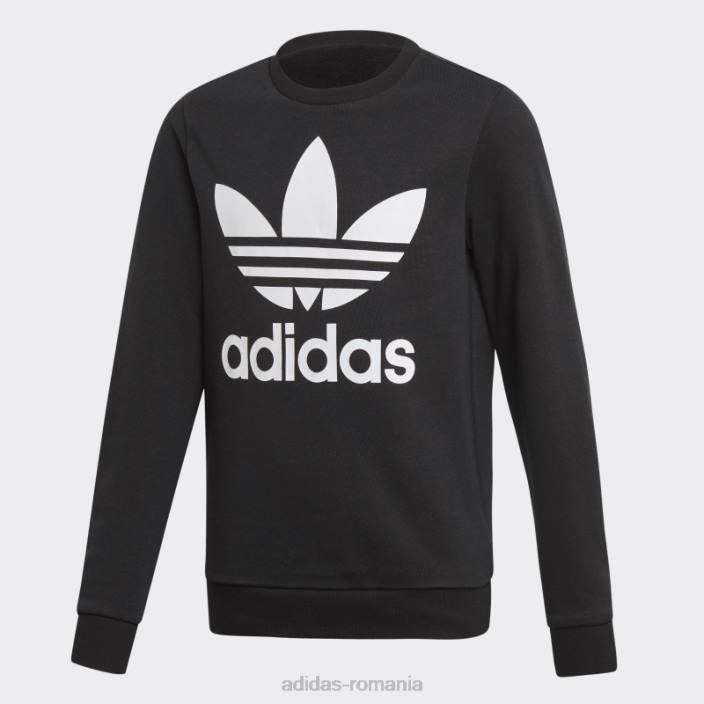 Adidas hanorac trefoil crew alb copii alb negru 2JBN18662