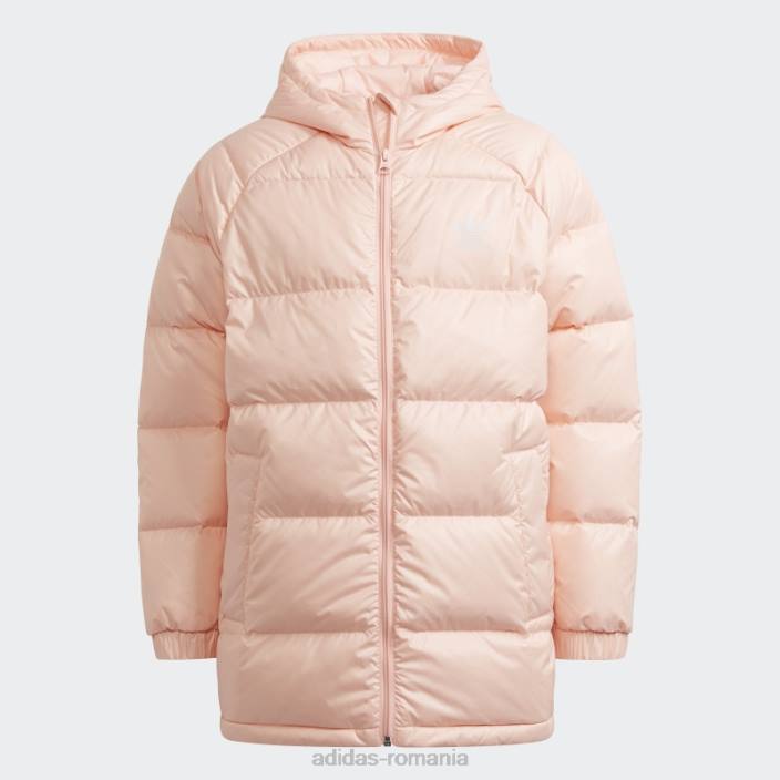 Adidas jachetă adicolor puf alungită haze coral adidas copii haze coral/alb 2JBN19002