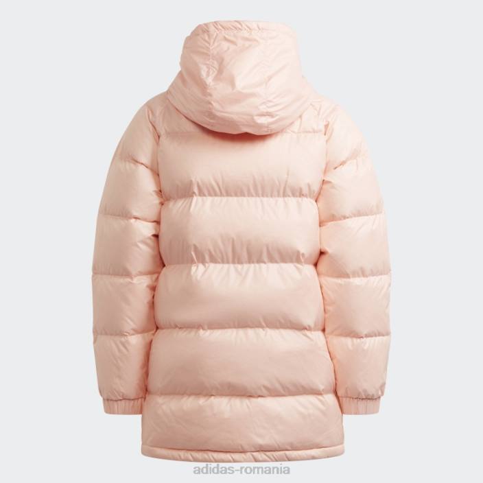 Adidas jachetă adicolor puf alungită haze coral adidas copii haze coral/alb 2JBN19002