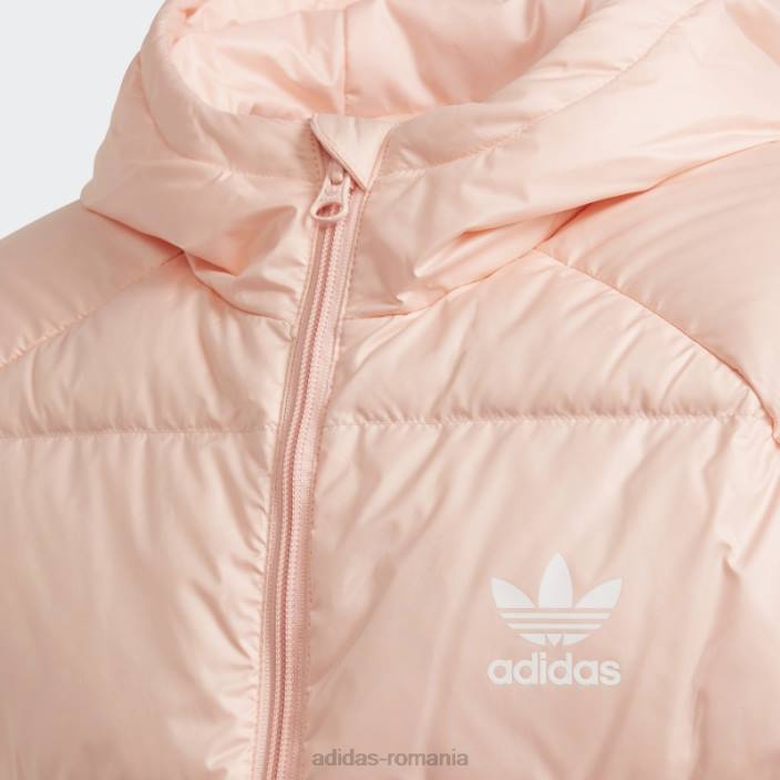 Adidas jachetă adicolor puf alungită haze coral adidas copii haze coral/alb 2JBN19002