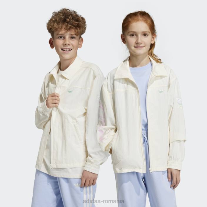 Adidas jachetă cu imprimeu grafic țesut la cald albă copii alb 2JBN18661