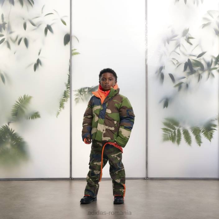 Adidas jachetă pufă din nailon ușor aop camo copii aop camo/orange 2JBN3400