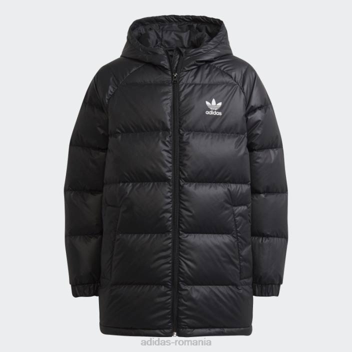 Adidas jacheta adicolor puf alungita neagra copii alb negru 2JBN11923
