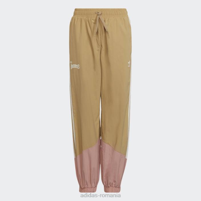 Adidas pantaloni adidas țesuți în tonuri de bej copii ton bej/mov/alb 2JBN12171