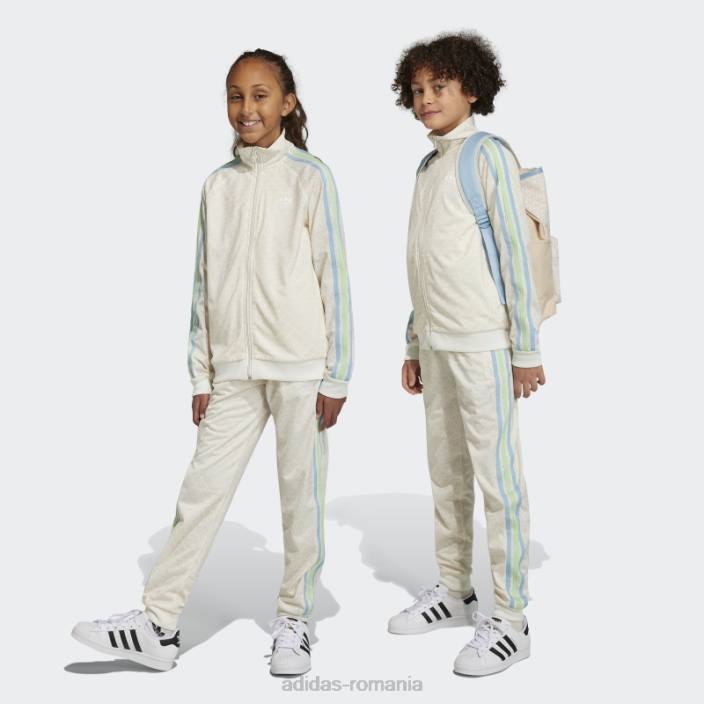 Adidas pantaloni de sport cu imprimeu monogram alb copii nisip alb 2JBN11852