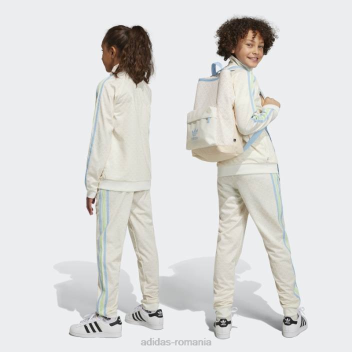 Adidas pantaloni de sport cu imprimeu monogram alb copii nisip alb 2JBN11852