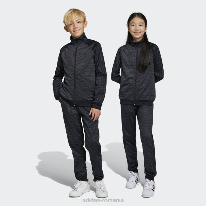 Adidas pantaloni de sport cu imprimeu monogramă carbon copii carbon/negru 2JBN11696