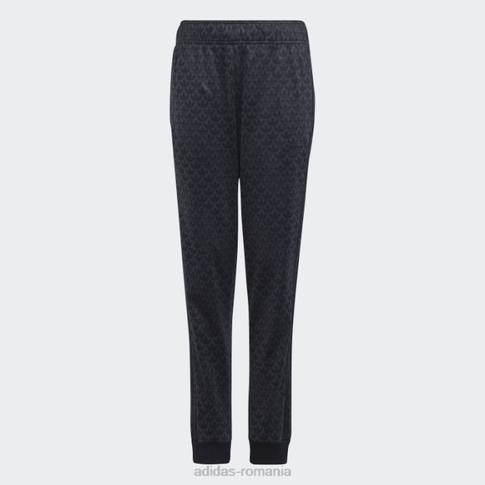 Adidas pantaloni de sport cu imprimeu monogramă carbon copii carbon/negru 2JBN11696