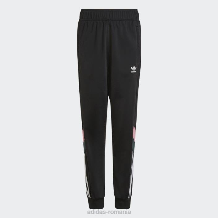 Adidas pantaloni negri pentru trening copii negru/verde mineral/roz 2JBN18917