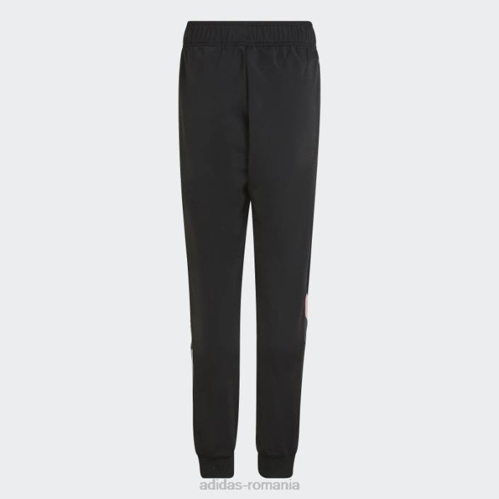 Adidas pantaloni negri pentru trening copii negru/verde mineral/roz 2JBN18917