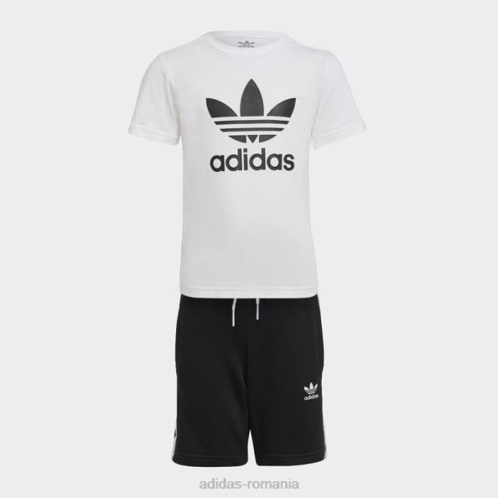 Adidas pantaloni scurți și set de tricou adicolor albi copii alb negru 2JBN18365