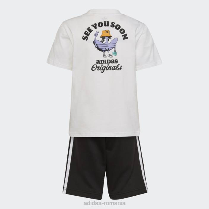 Adidas pantaloni scurți și set de tricou alb copii alb 2JBN18854