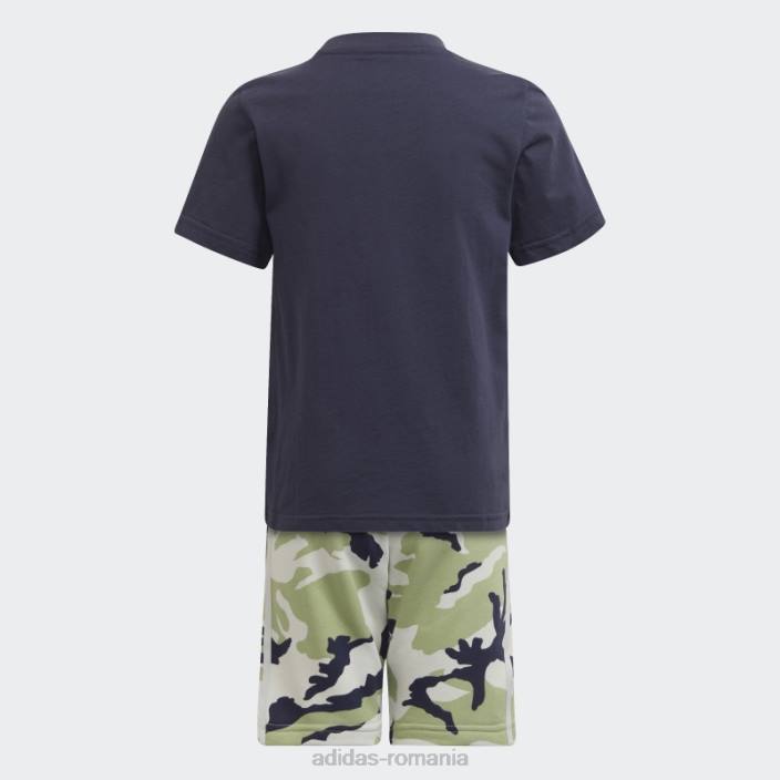Adidas pantaloni scurți și set de tricou camo bleumarin copii marina 2JBN18826