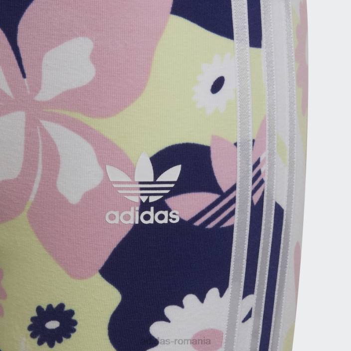 Adidas pantaloni scurți pentru ciclism cu imprimeu floral alb copii alb/roz adevărat/lime/indigo 2JBN19237