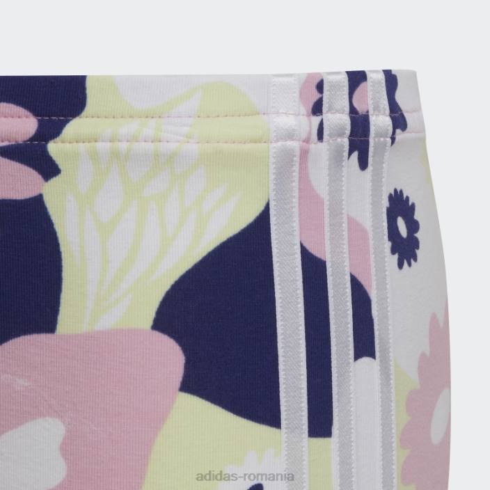 Adidas pantaloni scurți pentru ciclism cu imprimeu floral alb copii alb/roz adevărat/lime/indigo 2JBN19237