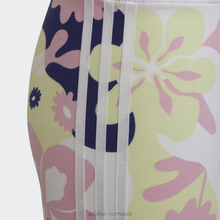 Adidas pantaloni scurți pentru ciclism cu imprimeu floral alb copii alb/roz adevărat/lime/indigo 2JBN19237
