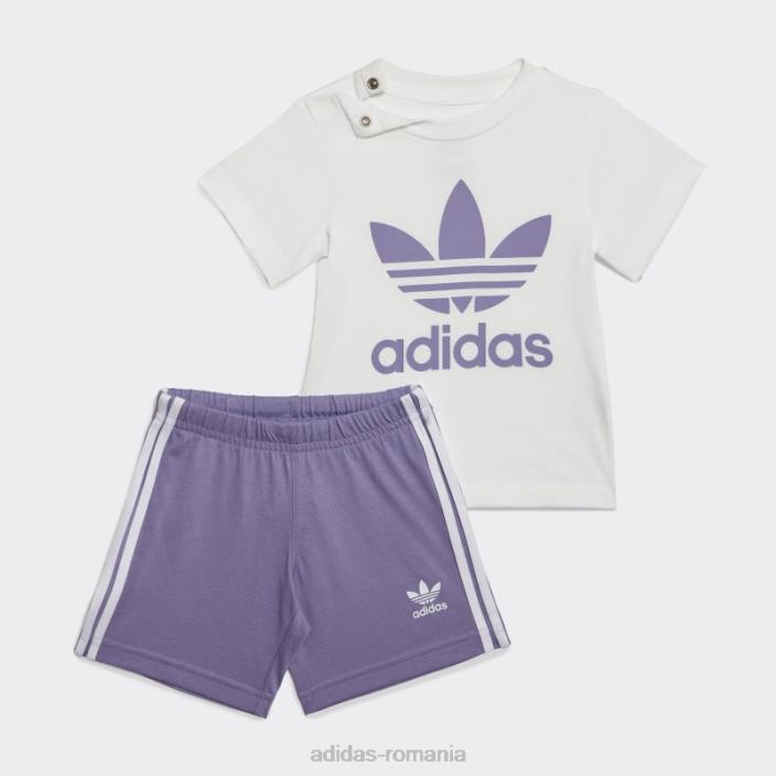 Adidas pantaloni scurți trefoil tee set lila copii liliac 2JBN11900