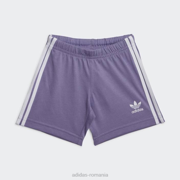 Adidas pantaloni scurți trefoil tee set lila copii liliac 2JBN11900