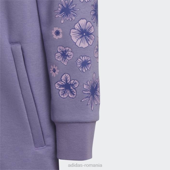 Adidas set de hanorace alungite cu fermoar floral liliac copii liliac 2JBN18812
