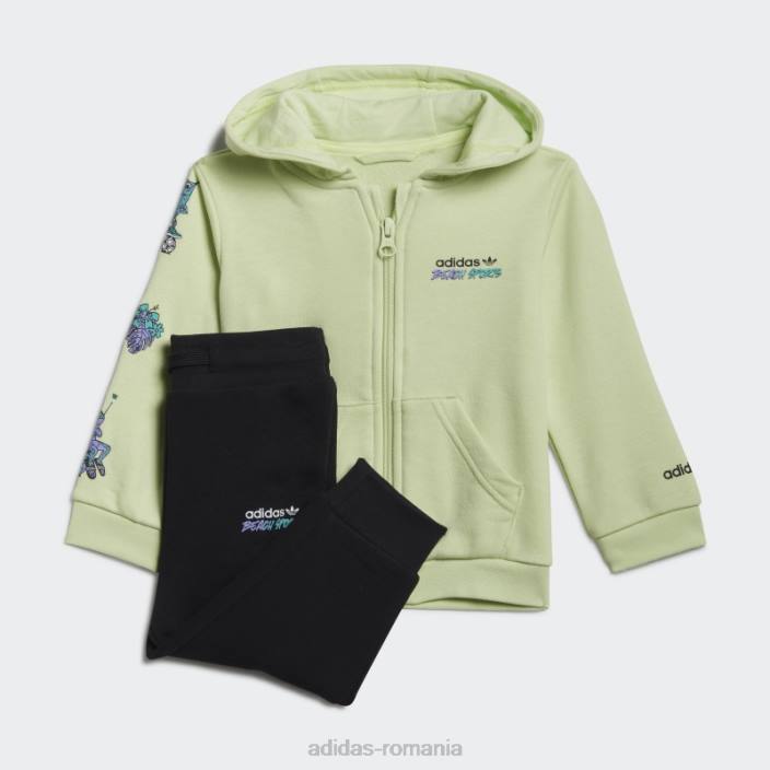 Adidas set de hanorace cu fermoar complet grafic lime copii lămâie verde 2JBN18935