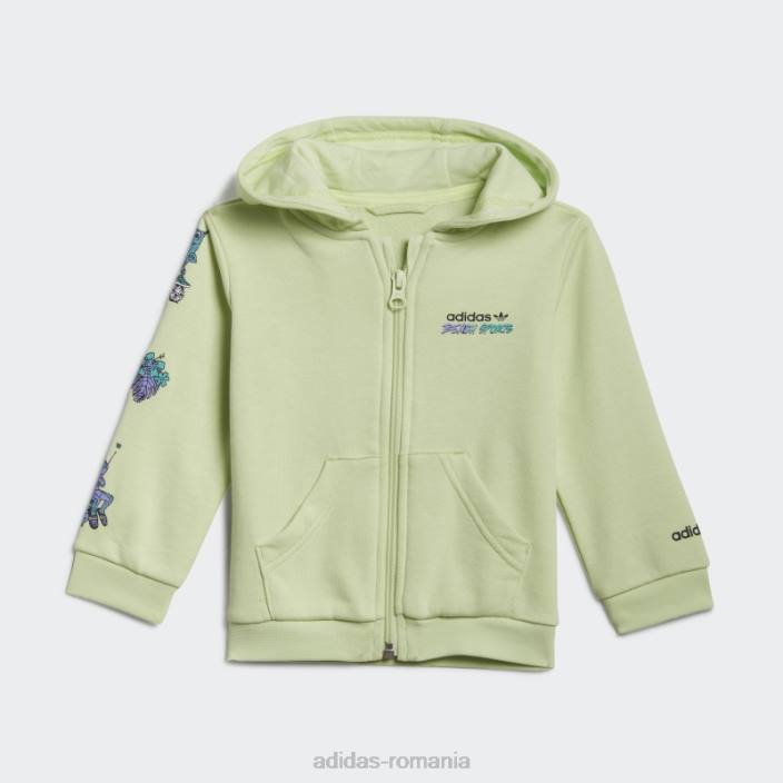 Adidas set de hanorace cu fermoar complet grafic lime copii lămâie verde 2JBN18935