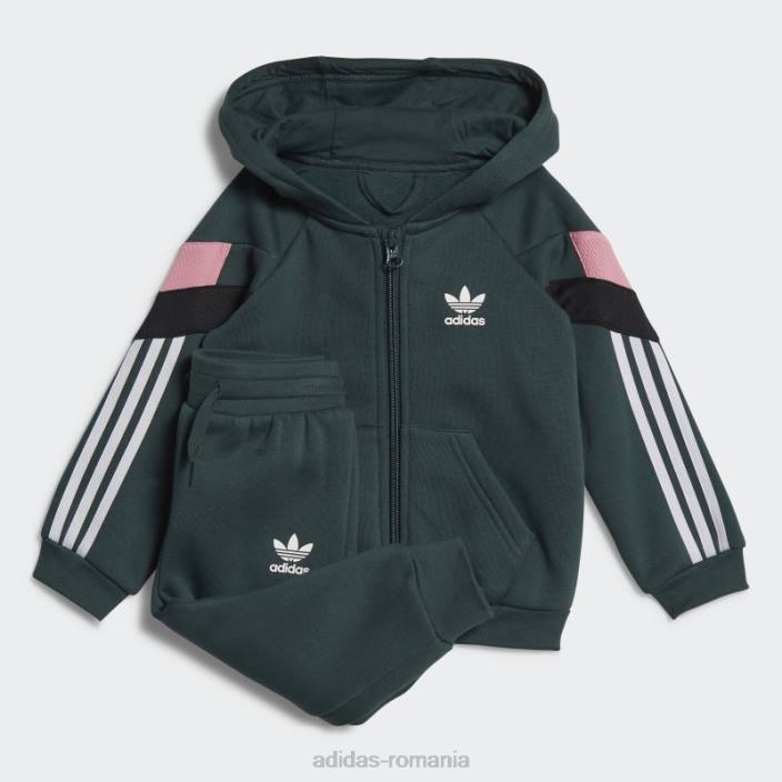 Adidas set de hanorace cu fermoar complet verde mineral copii verde mineral/negru/roz 2JBN18817