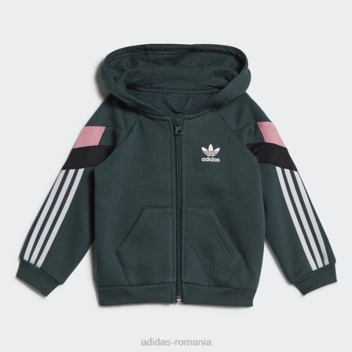 Adidas set de hanorace cu fermoar complet verde mineral copii verde mineral/negru/roz 2JBN18817